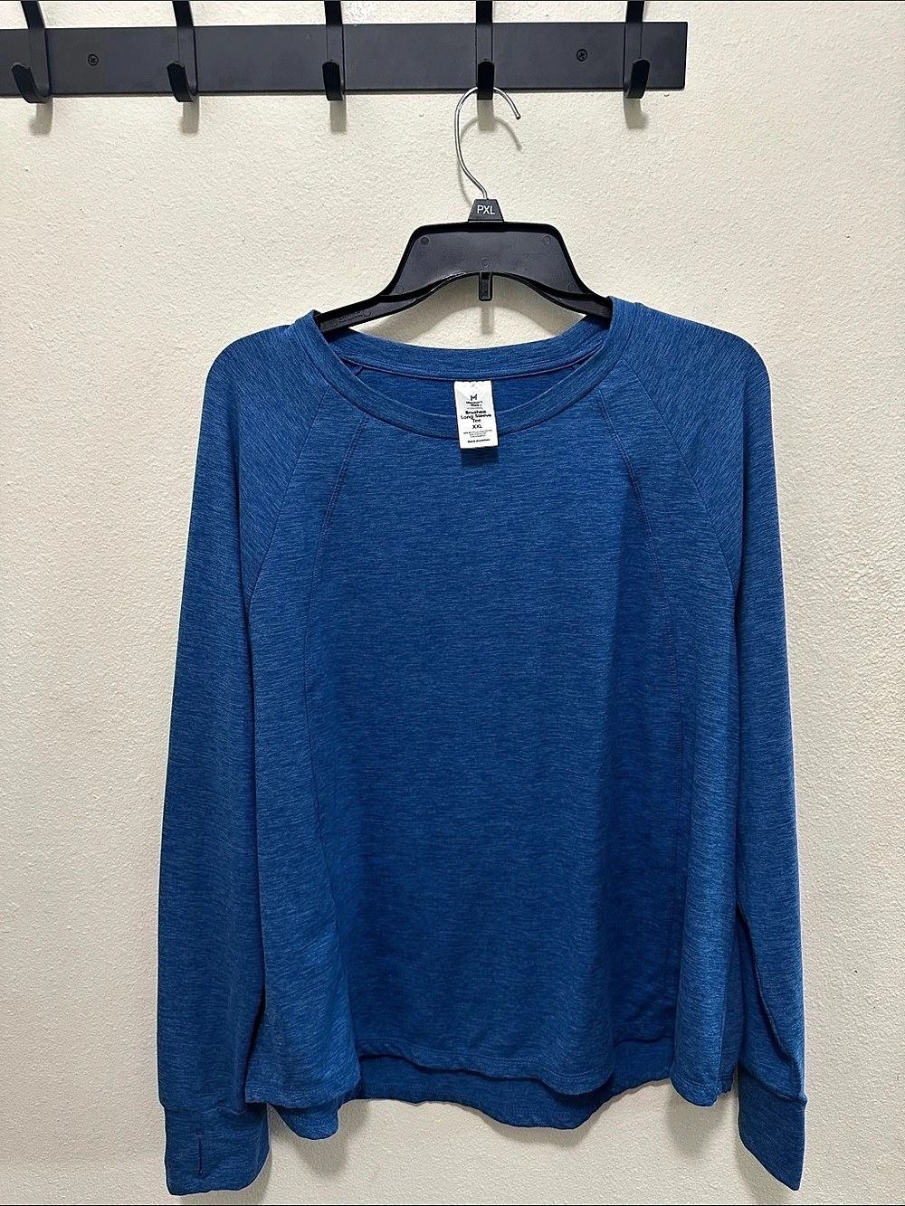 Members Mark Brushed Long Sleeve Tee Blue Size XXL Like New